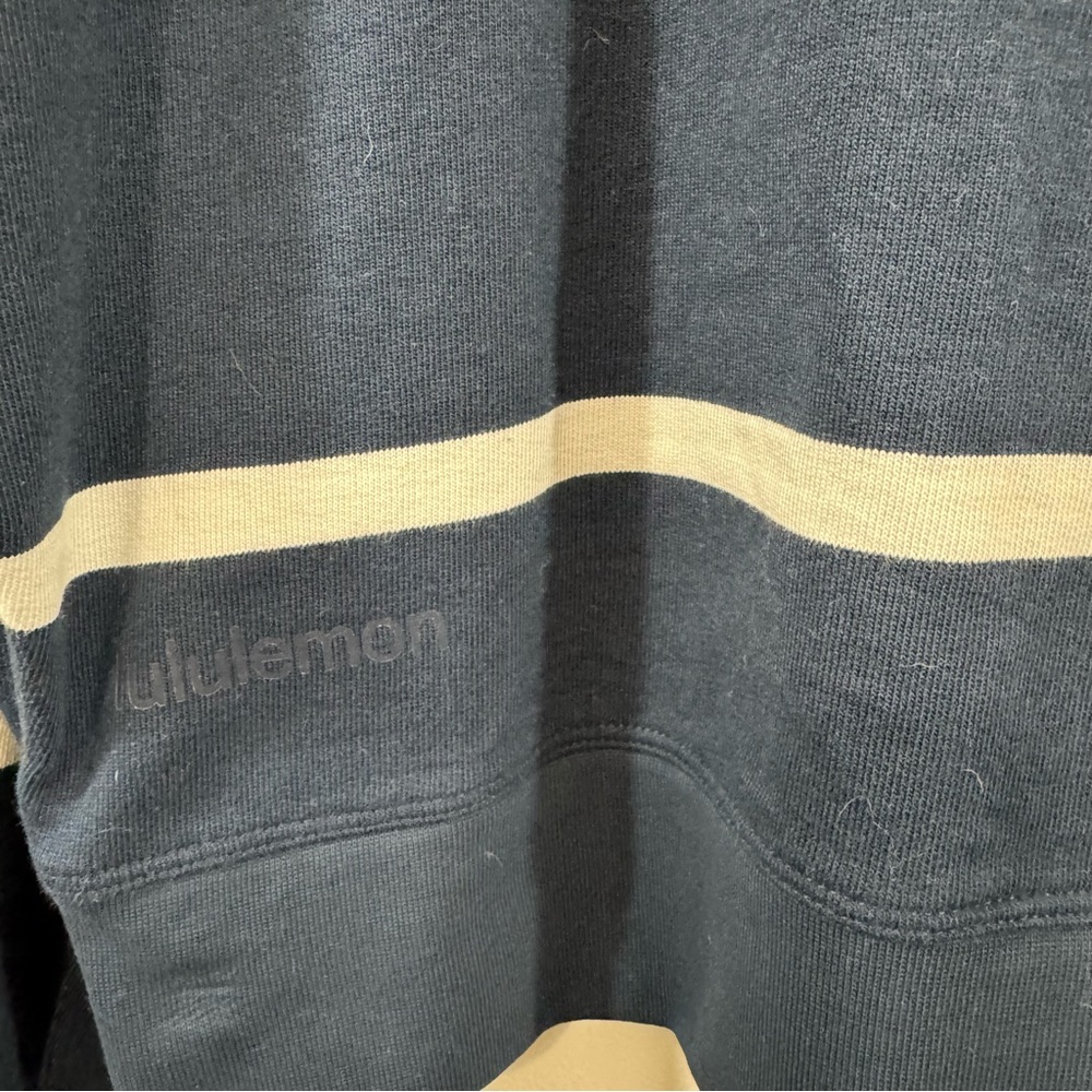 Lululemon Perfectly Oversized Cropped Crew Sweatshirt True Navy White Stripe 8 - Picture 4 of 13